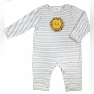 Albetta Crochet Leo Lion Gray and White Striped Babygro